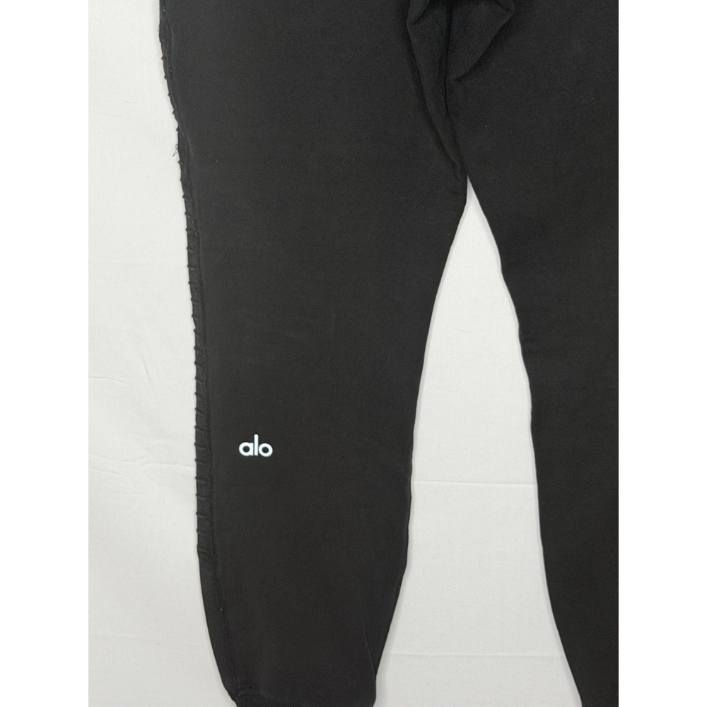 Alo Yoga Moto Jogger Pants Womens XS Black Ribbed Zip Pockets Drawstring Lounge - Picture 4 of 12